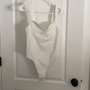 Solid Bustier Rib-Knit Bodysuit